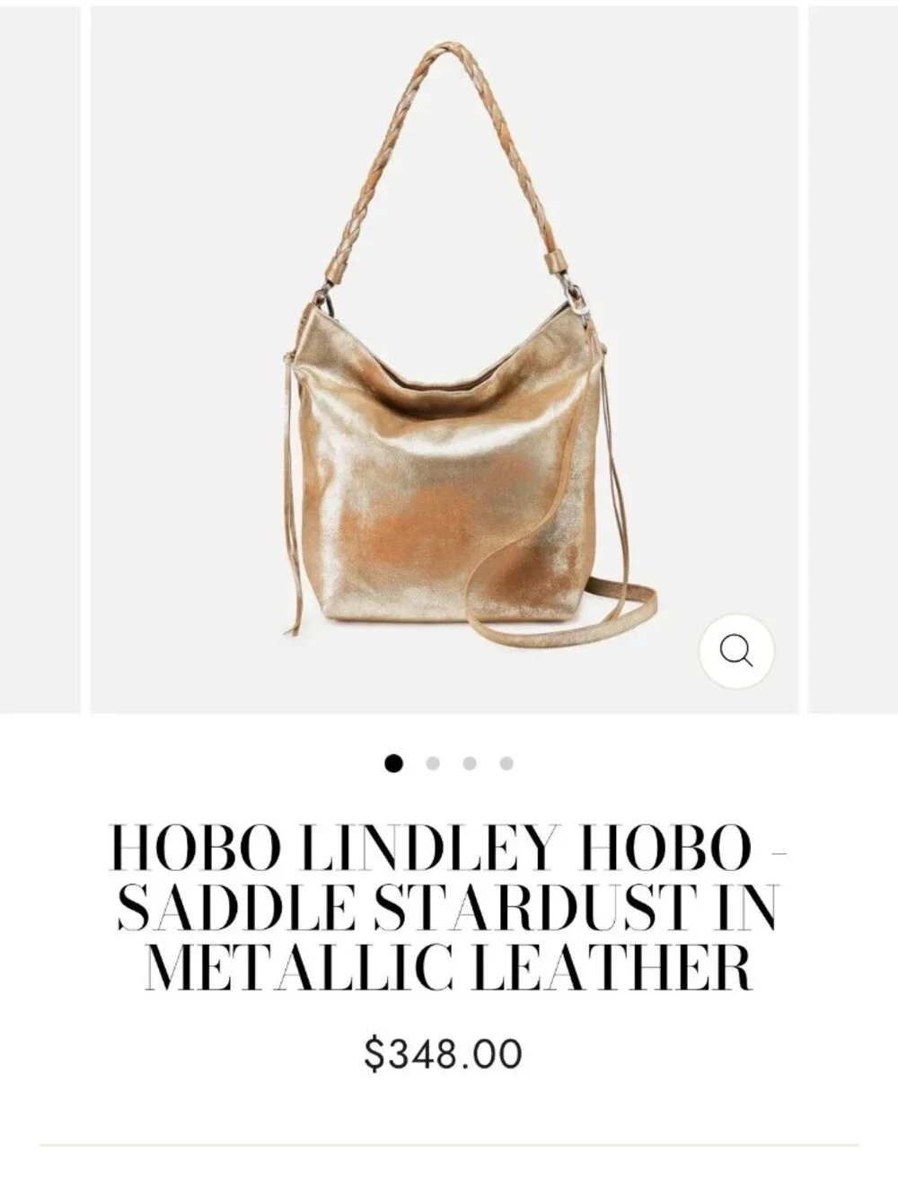Hobo Lindley Metallic Leather Shoulder Bag With Braided Strap & Tassels Sandlewo